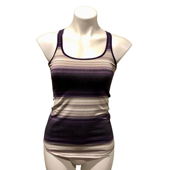 lululemon athletica Tops - Lululemon Athletica Tank Top Small Purple Stripe Slim Fit Scoop Neck Women's